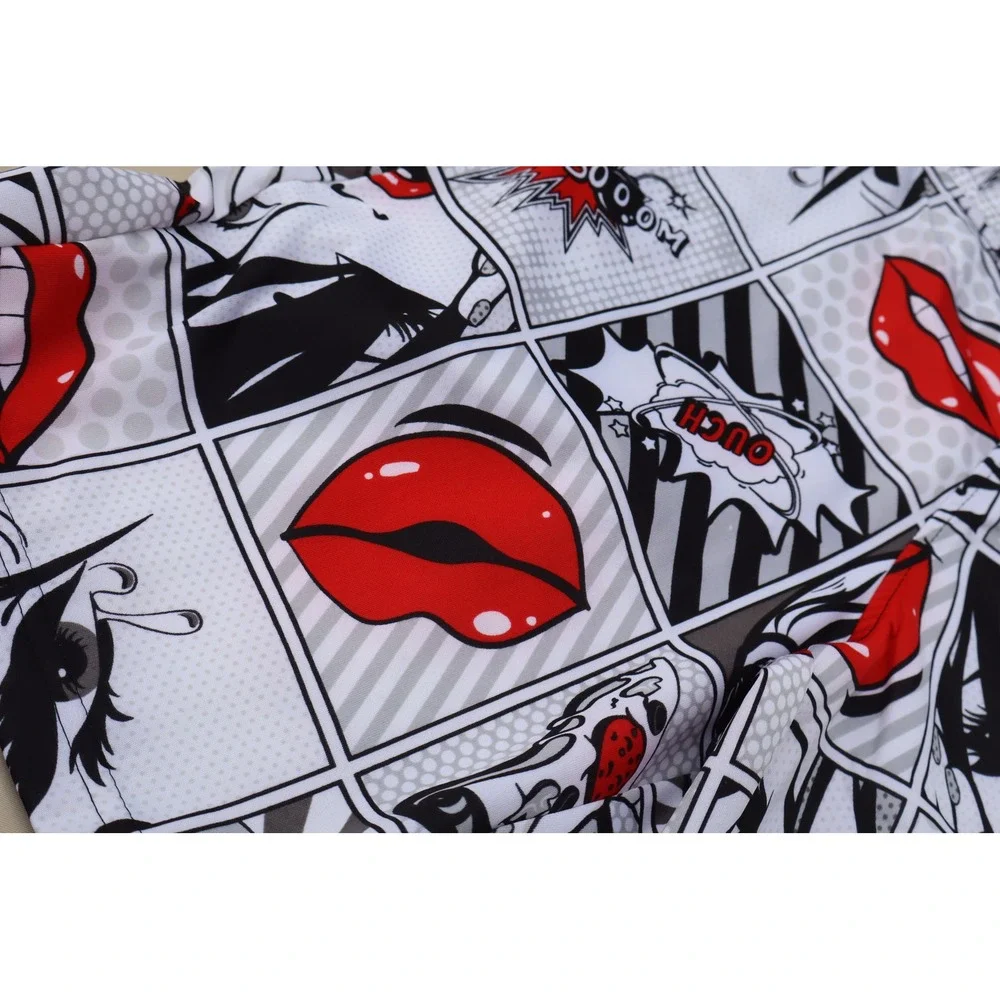 Oh Snap! By Drill Clothing Co Mens Pop Art Comic Swim Trunks Red Lips Small NEW